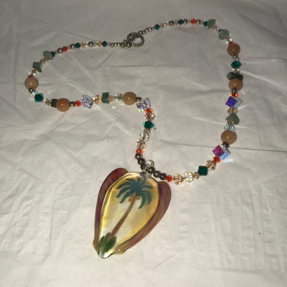 Jewelry - Handmade Artisan Lampwork Necklace Palm Tree new